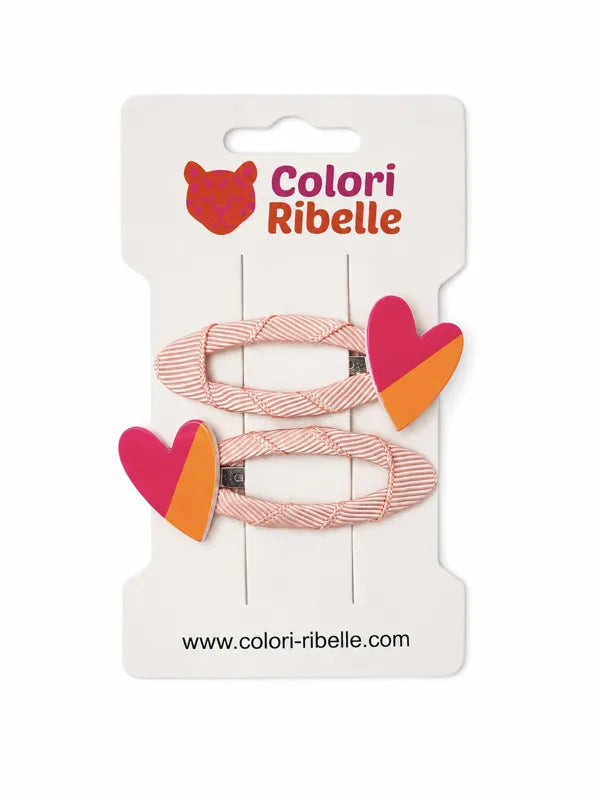 Roze en oranje haarspeldjes met hartje van Colori Ribelle