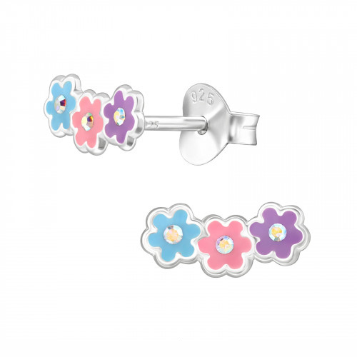 Oorknopje met 3 bloemetjes