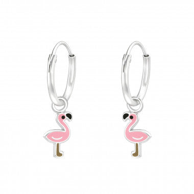 Oorringen roze flamingo