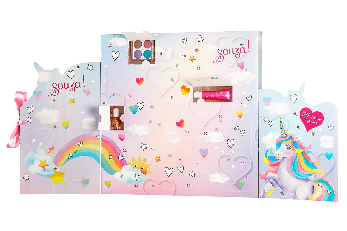 Souza! beauty adventskalender met unicorn en 24 verrassingen met make-up en haaraccessoires voor kinderen