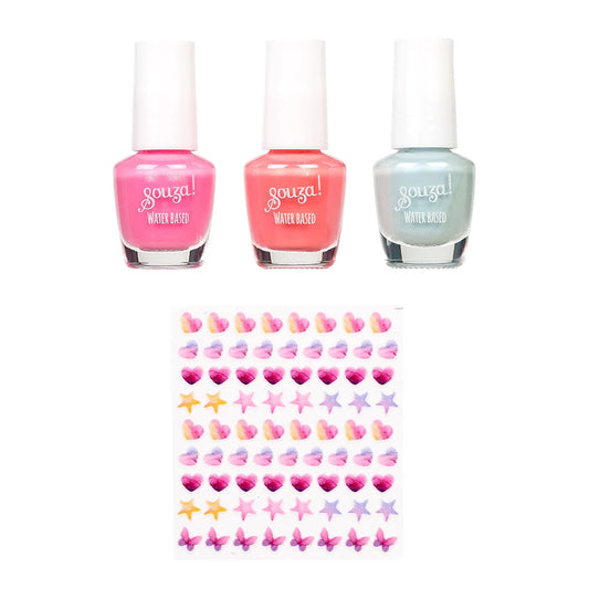 Souza! Nagellak & stickers Unicorn met drie kleuren kindernagellak en nagelstickers