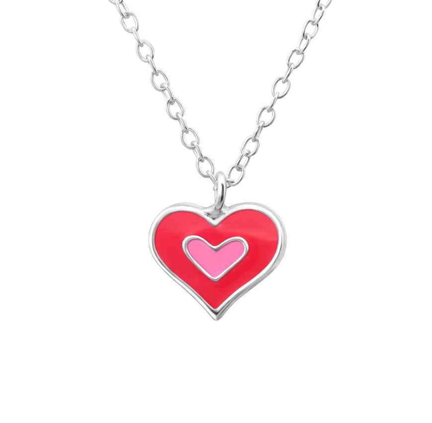 Zilveren Kinderketting met Roze Hartje