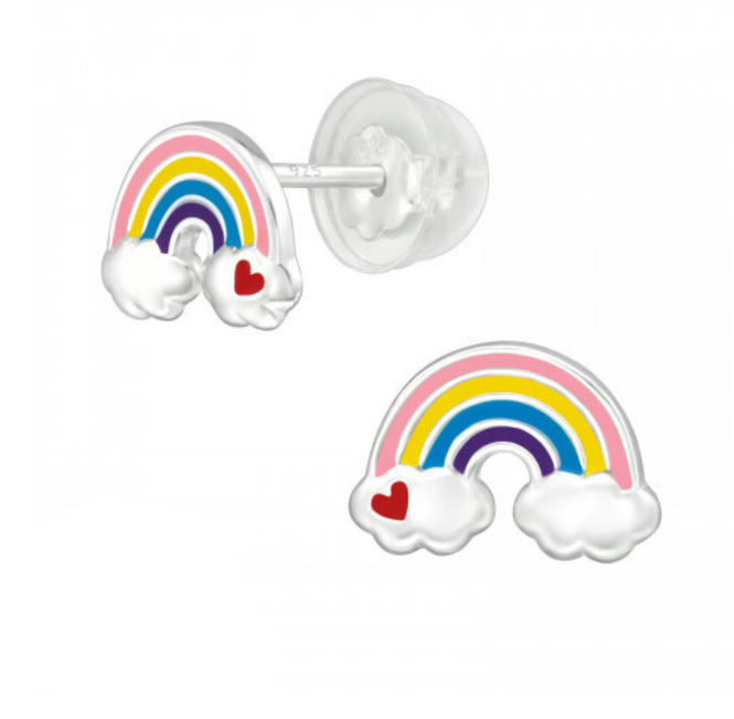 Zilveren sieradenset regenboog met hartje