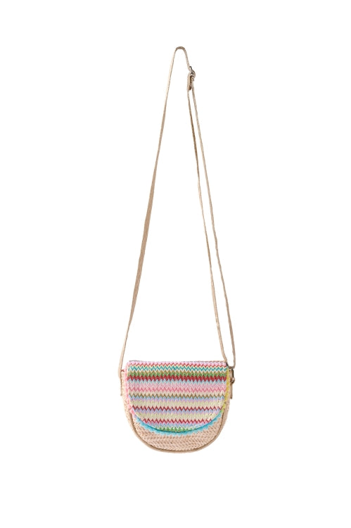 Goudkleurig kinderschoudertasje Some One met vrolijke kleurtjes op de klep, magneetsluiting en verstelbare schouderband