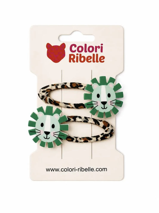Groene haarspeldjes met leeuwendetail van Colori Ribelle