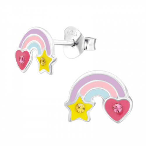 Oorknopjes regenboog met hartje & sterretje