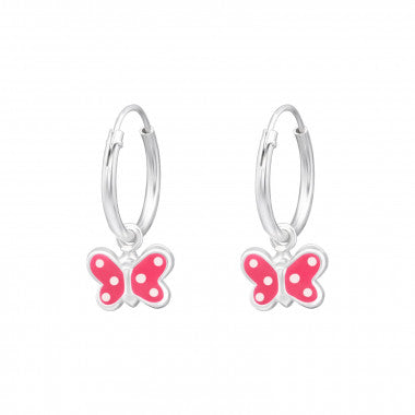 Oorringen met roze vlinder