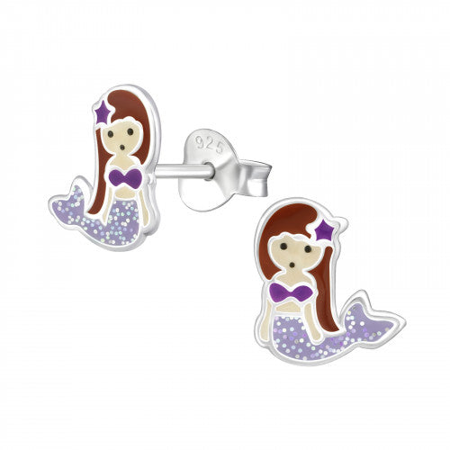 Oorknopjes zeemeermin paars