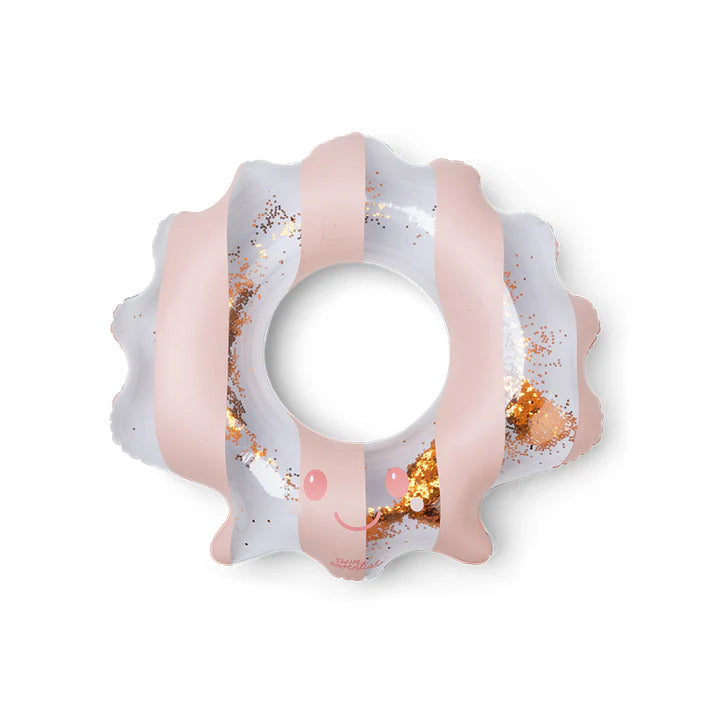 Roze Swim Essentials Sally Shell zwemband Ø 65 cm met gouden glitters en schelpontwerp