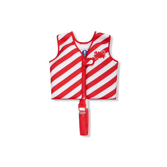 Swim Essentials Crabby rood-wit gestreept zwemvest voor kinderen van 3–6 jaar, verstelbare banden, zachte duurzame stof