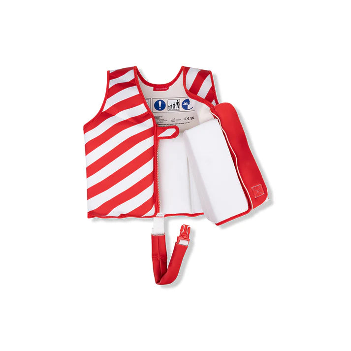 Swim Essentials Crabby rood-wit gestreept zwemvest voor kinderen van 3–6 jaar, verstelbare banden, zachte duurzame stof