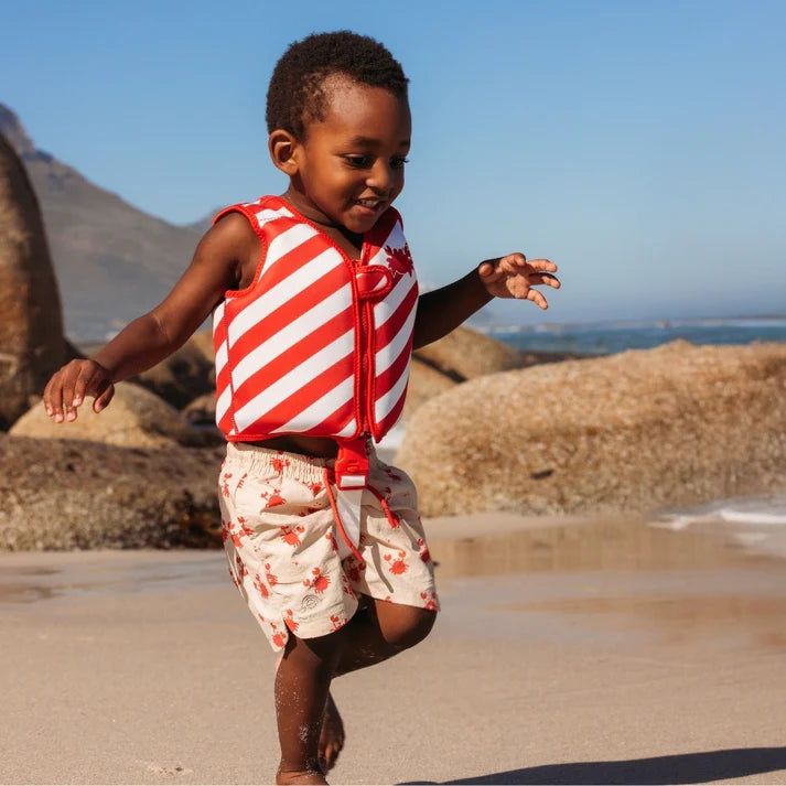 Swim Essentials Crabby rood-wit gestreept zwemvest voor kinderen van 3–6 jaar, verstelbare banden, zachte duurzame stof
