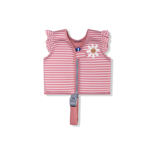 Swim Essentials Daisy Flower rood-wit gestreept zwemvest voor kinderen van 3–6 jaar, verstelbare banden, zachte duurzame stof